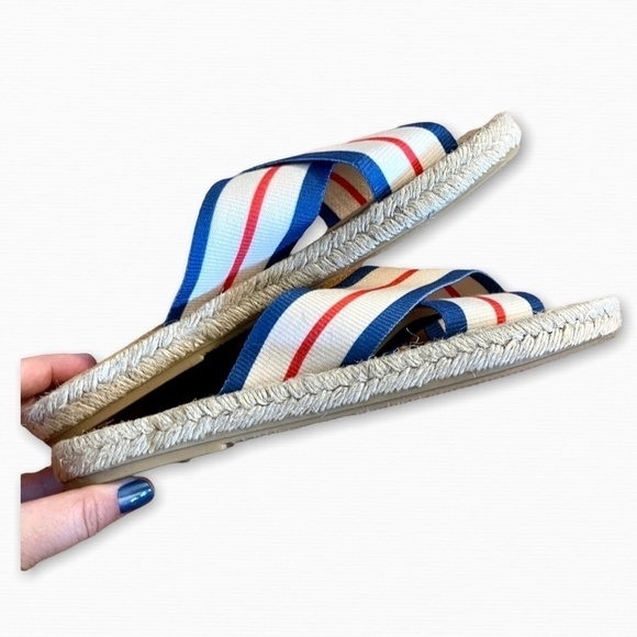 Joules Keighley Blue Stripe Cross Strap Espadrille Sandals US Size 7 - Picture 2 of 6